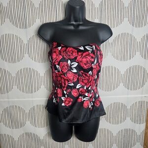 White House Black Market Burgundy Strapless Top